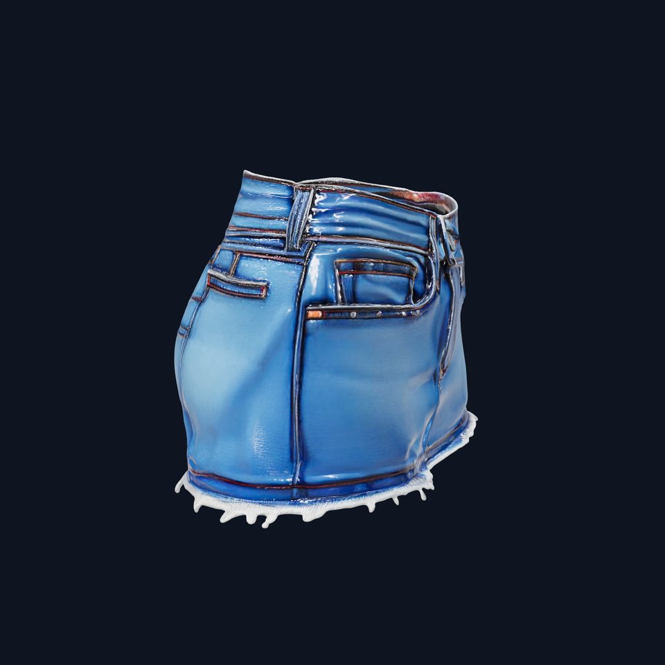 Denim Skirt with Frayed Hem D Model Pack